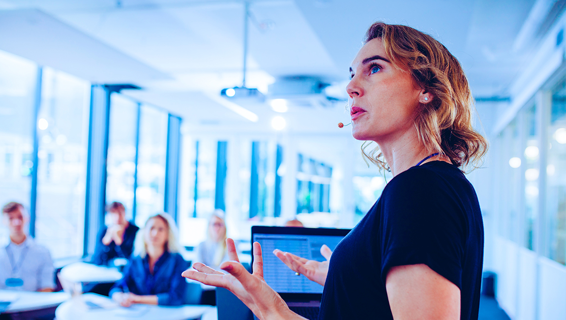 Businesswoman giving presentation